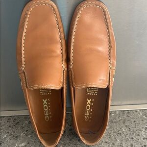 Geox Men's Cognac Leather Slip-On Loafers